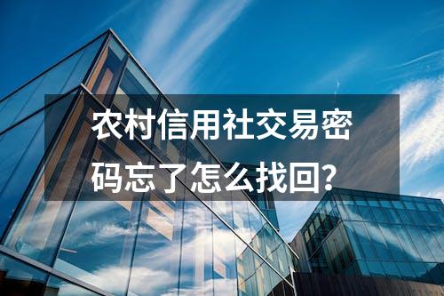 农村信用社交易密码忘了怎么找回？