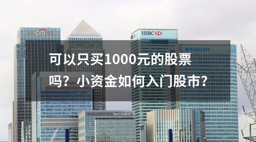 可以只买1000元的股票吗？小资金如何入门股市？