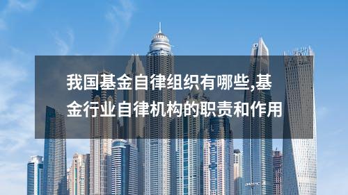 我国基金自律组织有哪些,基金行业自律机构的职责和作用