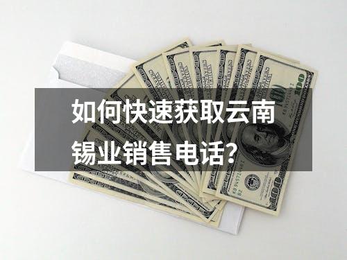 如何快速获取云南锡业销售电话？