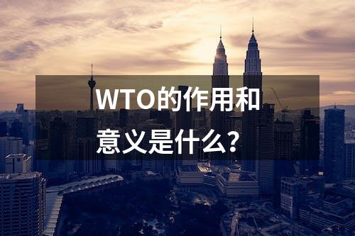 WTO的作用和意义是什么？