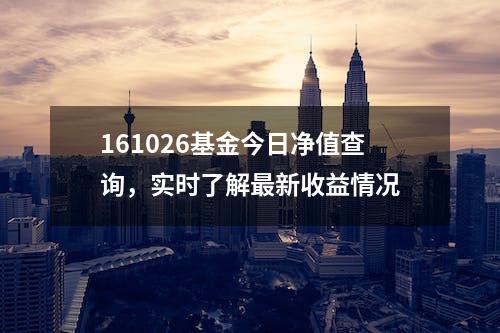 161026基金今日净值查询，实时了解最新收益情况