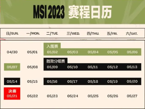 2023msi全部赛程表t1